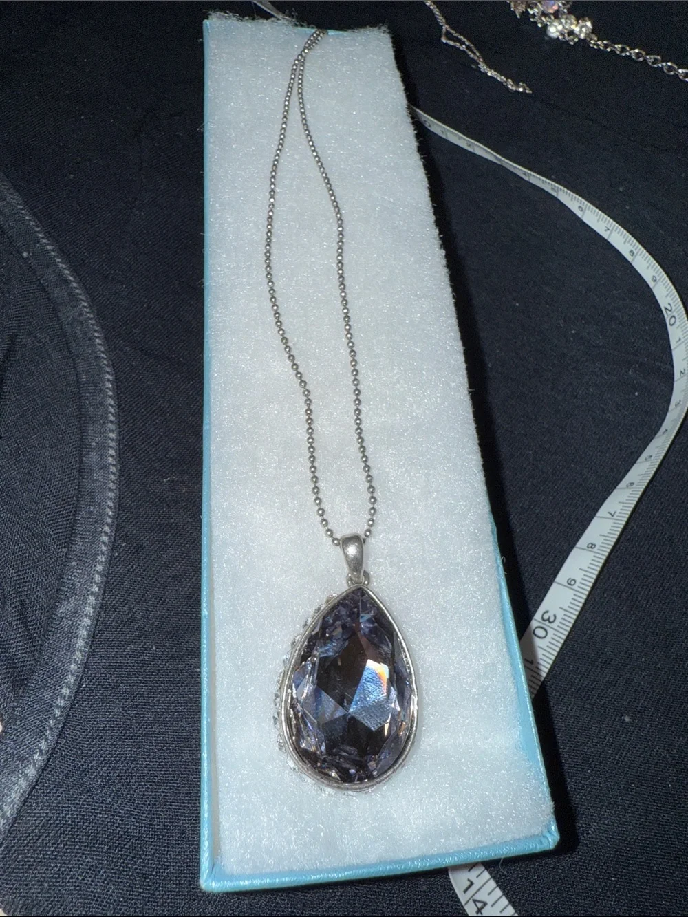 Swarovski Teardrop Pendant Necklace with Lilac Accent by Touchstone Crystal